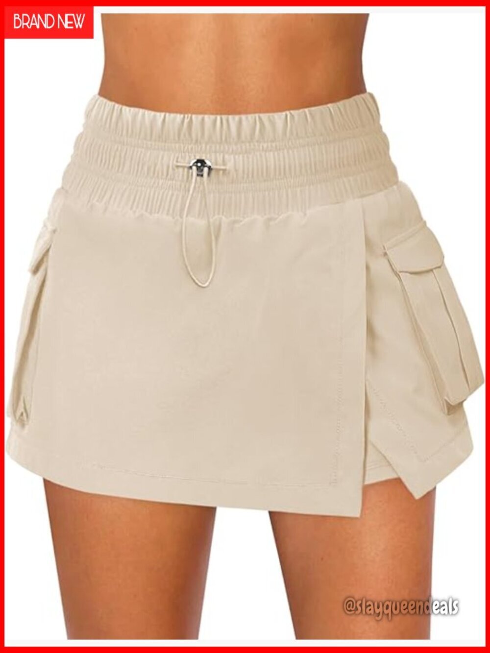 High Waisted Athletic Skort with Shorts Pocket Pleated Side Slit Tennis Golf
